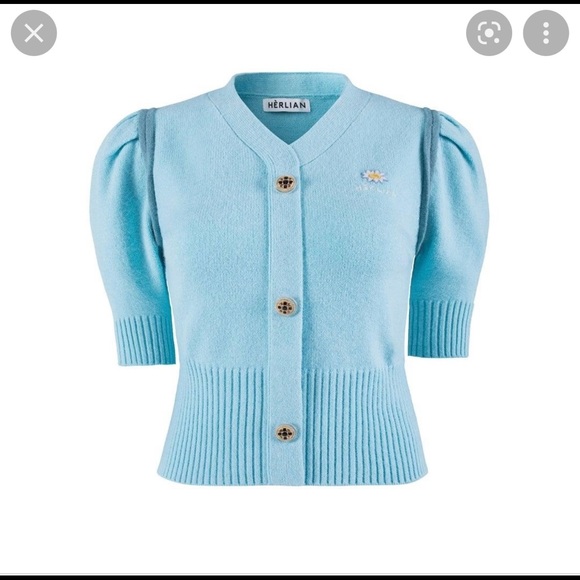 Herlian V Collar Knitted Sweater Baby Blue - Picture 2 of 9